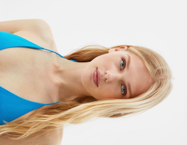 Bershka V-neck Mini Jurken Dames Blauw | JYjyoN0oqyf