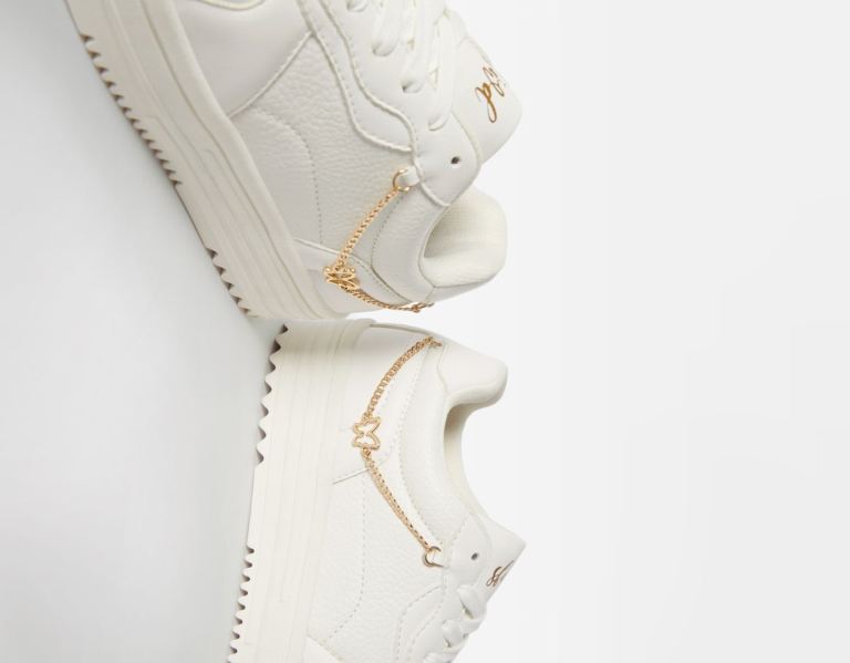 Bershka With Beaded Riemen Sneakers Dames Wit | KlkJ6kDpvti