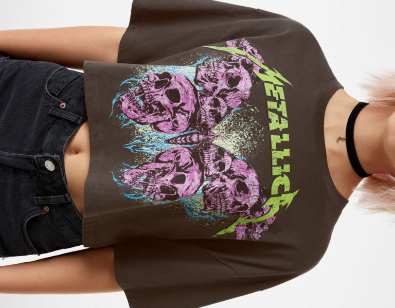 Bershka With Metallica Print T-shirts Dames Zwart | GrA0iJn9NXg