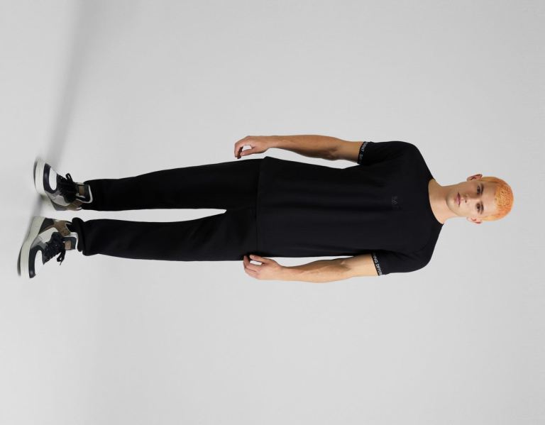 Bershka With Slogan T-shirts Heren Zwart | Q4ovIGe1SnQ