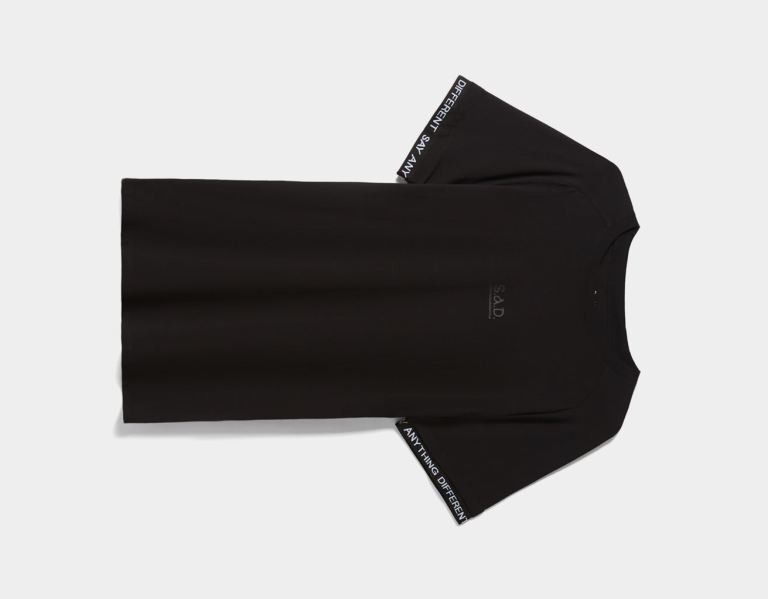 Bershka With Slogan T-shirts Heren Zwart | Q4ovIGe1SnQ