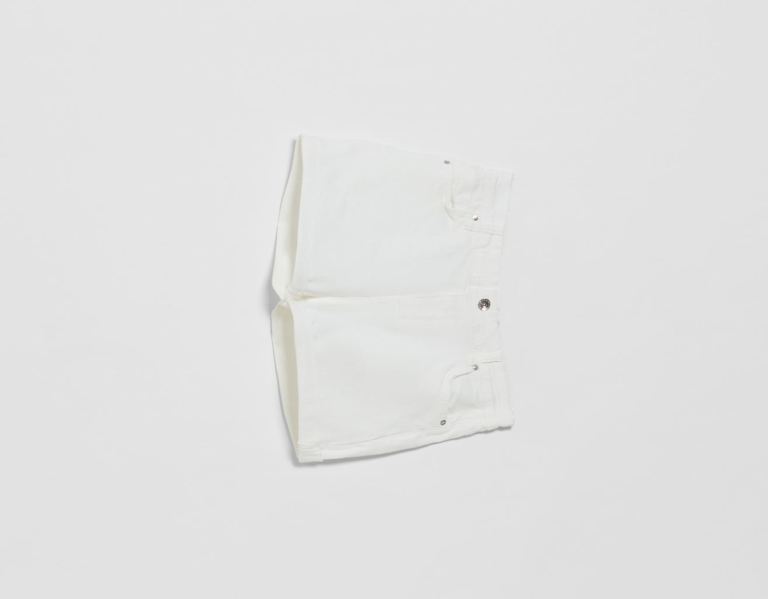 Bershka With Turn-up Hems Korte Broek Dames Wit | 7KEaSbwvzcS