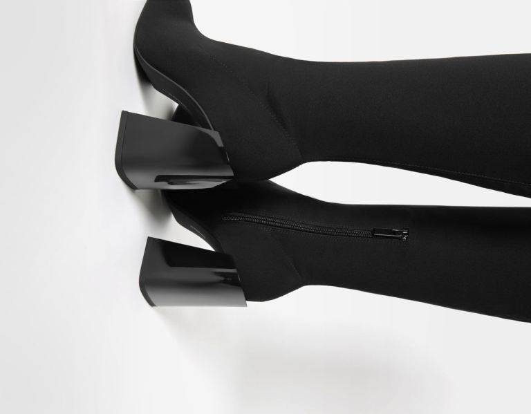 Bershka Xl Stretch With Chrome Heels Laarzen Dames Zwart | dHS8bcK38NE