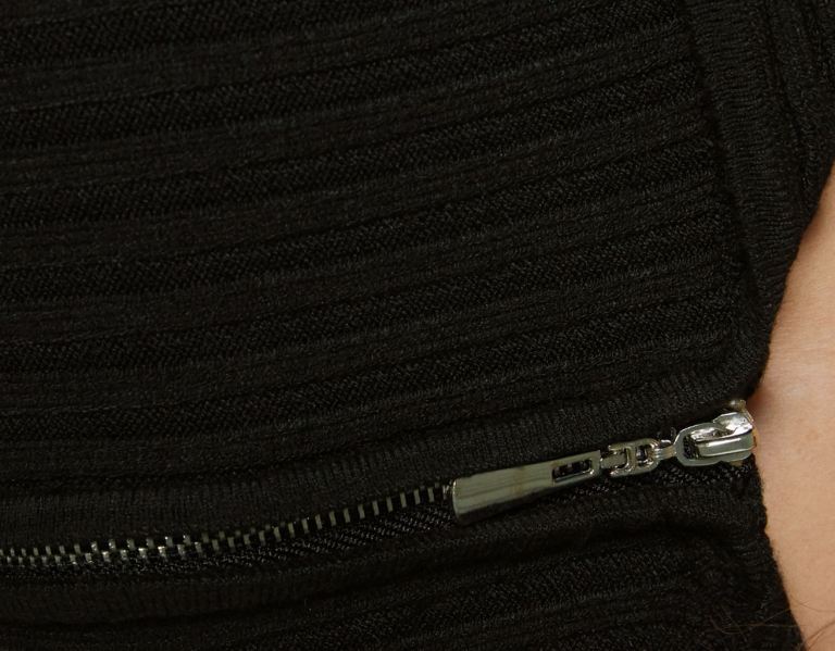 Bershka Zippered Cardigan With Bardot Collar Gebreide Kleding Dames Zwart | l7Y1RWxNPFb