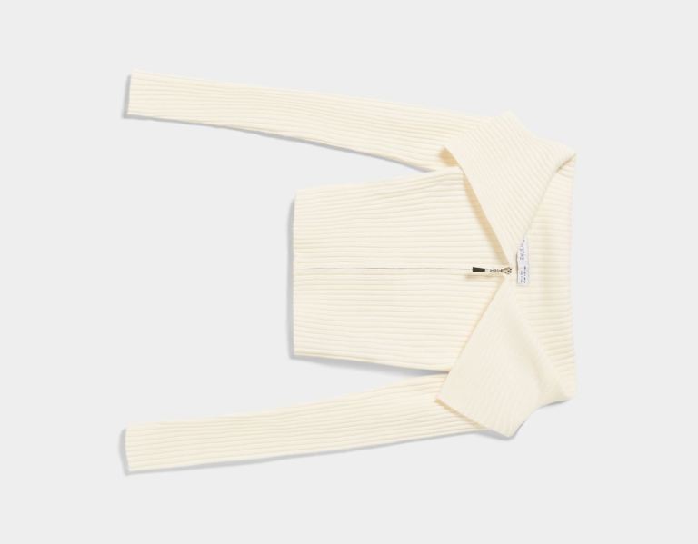 Bershka Zippered With Bardot Collar Cardigan Dames Room | ZVWOXaS6Q7A